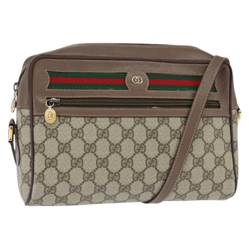 Authentic GUCCI GG Supreme Web Sherry Line Shoulder Bag PVC Beige 001 44 6472
